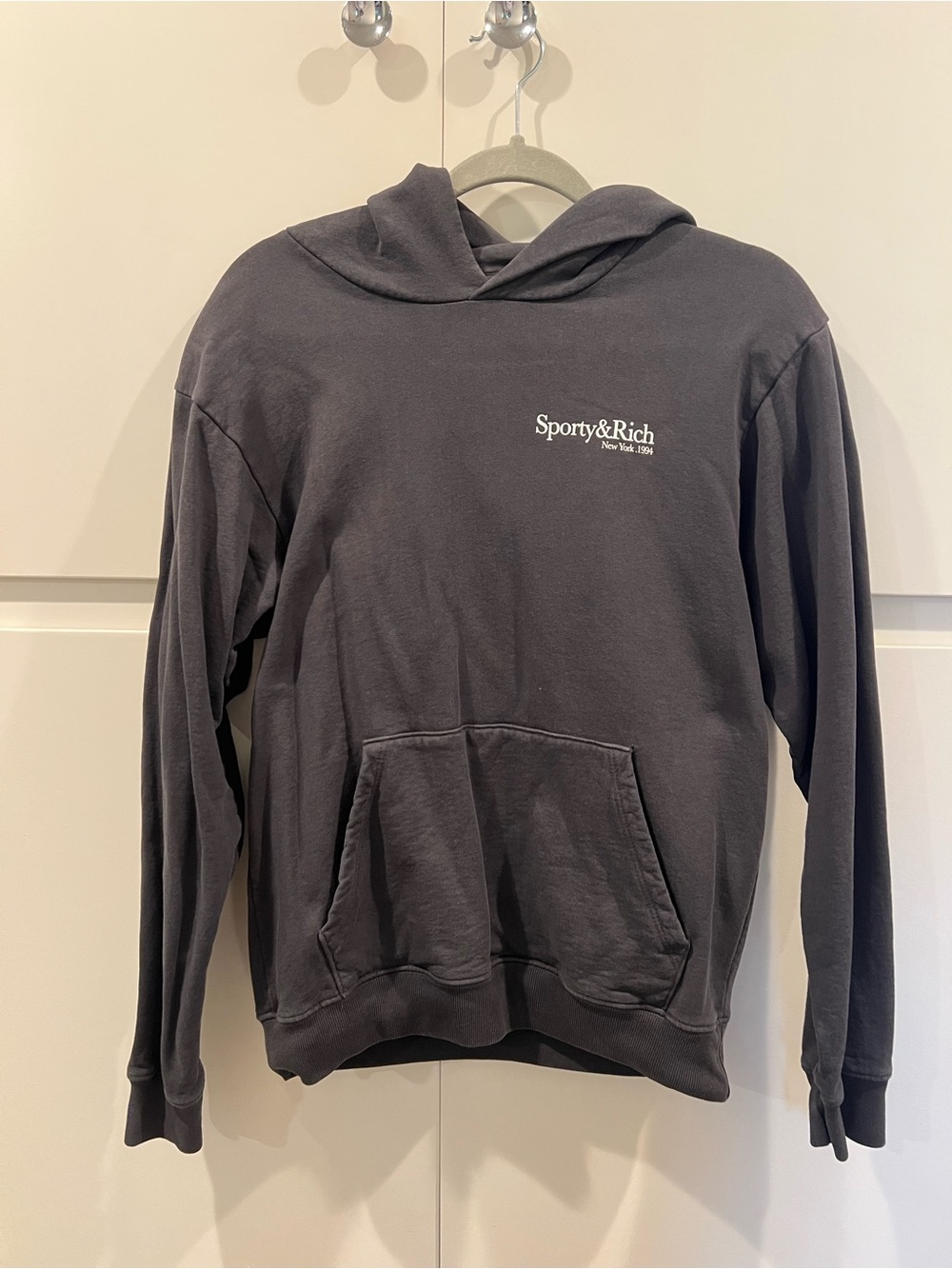 Sporty & Rich Charcoal Gray Logo Hoodie